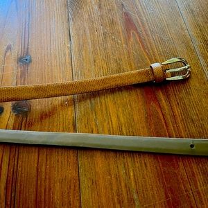 Leather tan and gold belt